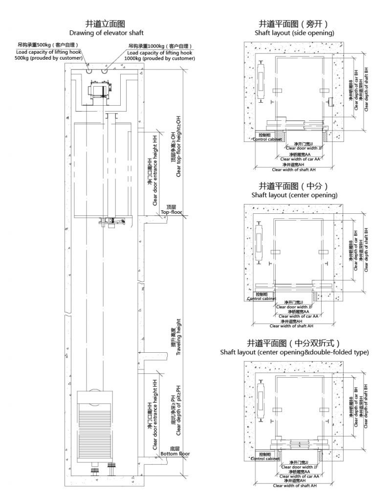 drawing of home lift